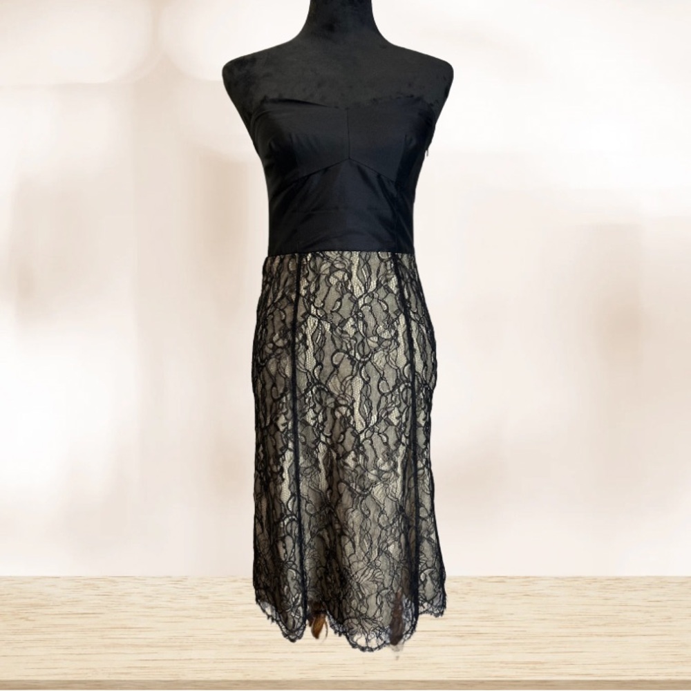 Ann Taylor Strapless Black Lace Dress